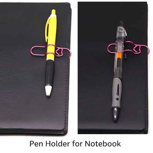 15 Pcs Metal Pen Holder Clips for Notebook, Planner Accessories, Heart Paper Clips