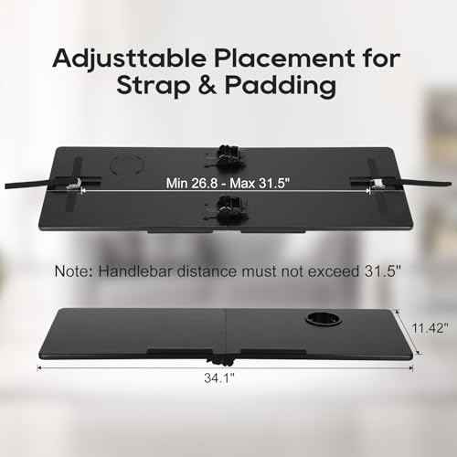 Universal Laptop Holder for Treadmill Ergonomic Platform Treadmill Laptop Desk for Notebooks, Tablets, MacBook, and More, Workstation for Treadmill Handlebars up to 31 inches with Cup Holder