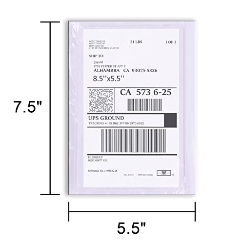 NefLaca 7.5" x 5.5" 100 Pack Waterproof Shipping Label Envelopes with Adhesive