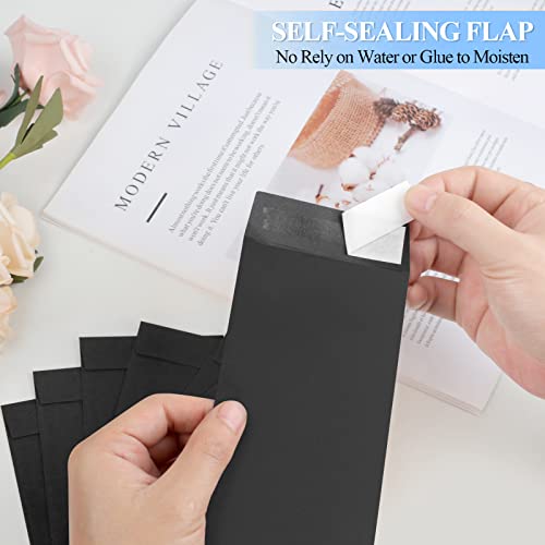 Joyberg 120 Black Envelope Set - 3.2x6.6 Inch Cash & Ticket Envelopes, 80GSM