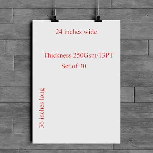 24¡±¡¿36¡± Large Poster Board 30pcs White Poster Paper Poster Board Bulk Suitable for DIY, Crafts, Signs Project Presentations, Drawing and School Supplies,250GSM Thickness Blank Posterboard