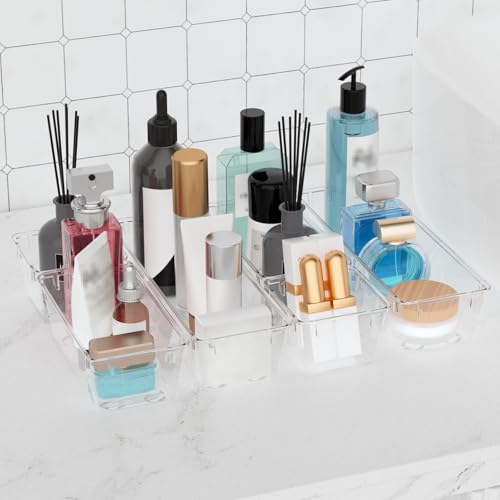 WOWBOX 6 Pack Clear Drawer Organizer Set, Stackable Storage Bins for Kitchen & Office