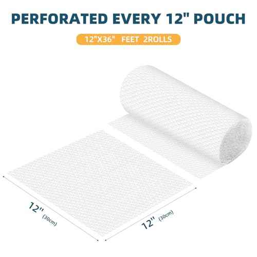 Metronic Bubble Cushioning Wrap 2 Pack 12 Inch x 72ft Total, Dense Bubble Packing Air Wrap Clear Bubble Packing Roll for Shipping and Moving Supplies, Perforated Every 12" (Made in USA)