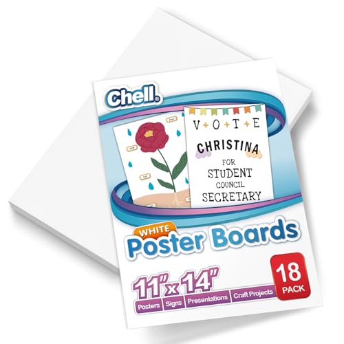 Chell 11" x 14" White Poster Board Heavyweight, for School Craft Project, 85 lb. Cover Weight, 18 Count