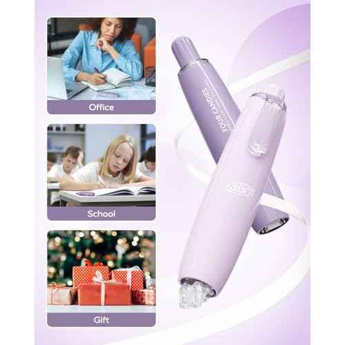 Four Candies Refillable Retractable White Correction Tape, 4PCS Smooth White Pull-Out Tape with 4 Extra Refills, Easy to Use Applicator for Instant Corrections for Office, School Supplies (Purple)