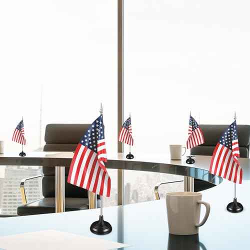 Kigley 100 Pcs Mini Flag Stand Black Small Flag Base Table Flag Stand Base Mini Flag Holder for 4 x 6 Inch Stick Flags Decoration Party Office Desk Centerpiece Sports Team Company Country