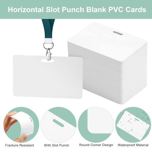 50 Pack CR80 30 Mil Premium Blank PVC ID Cards with Slot Punch on Long Side - White