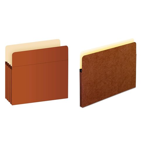 Pendaflex Expanding File Pockets, Letter Size, Redrope, 3.5" Expansion (1524E-OX) & File Pockets, 1.75 Inch Expansion, Brown, Letter, 25 per Box (1514C-OX)
