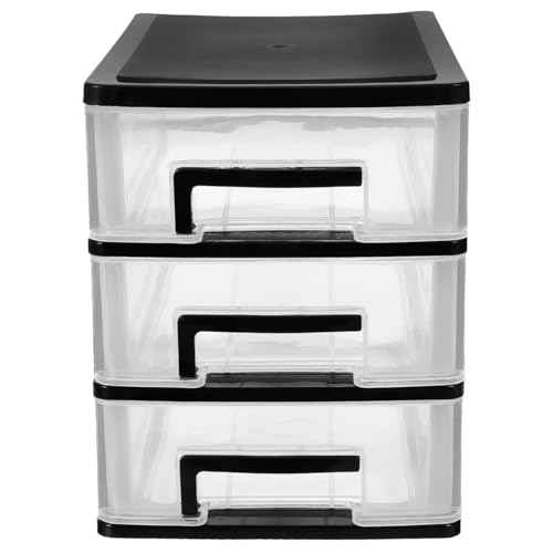 Angoily 3 Tier Plastic Drawer Type Closet, Plastic Home Office Storage Organizer, Makeup Organizer Storage Station Cube, Cosmetics Jewelry Storage Box for Home, Dorm, Office (8.46x5.90x5.12 Inch)