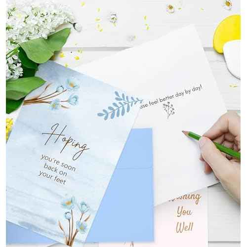 24 Pack Floral Get Well Cards with Self-adhesive Envelopes, 4"x6" Boxed Prefilled Greeting Note Cards to Friends, Relatives or Loved One, 24 Unique Designs