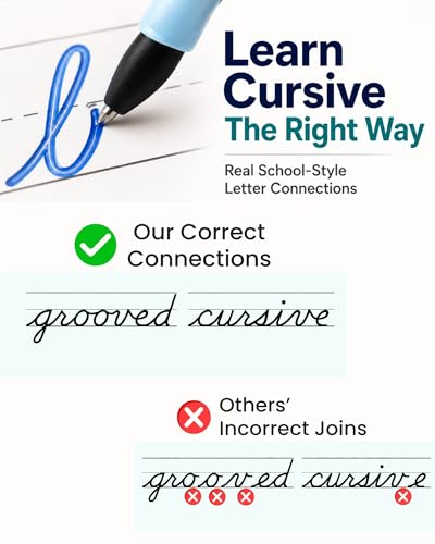 Kids Cursive Handwriting Workbook with Reusable Practice Pages & Pen
