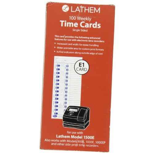 Lathem Time Universal Time Card, White, 100 per Pack (E100), 4 x 9