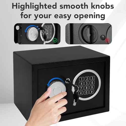 Safe Box 0.43 Cubic Feet Steel Security with Digital Keypad-Electronic Safe for Home Office Hotel Business, Cash & Jewelry & Documents, 2 Emergency Keys Included(BLACK)