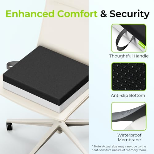 AUVON Ventilation Wheelchair Seat Cushion X-Large 18x16x3 Inch Black Supportive Memory Foam Waterproof Cover