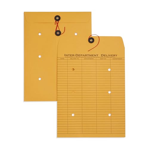Blue Summit Interoffice envelopes with String 9x12, String Tie, Brown Kraft, Interdepartment Envelopes, 9 x 12 Inches ? 100 Envelopes