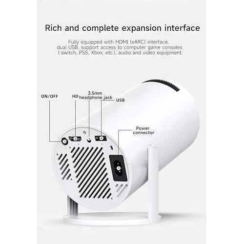 Mini Projector, 4K Decoding, 1080P Resolution, Compatible with Smartphones, Laptops, Tablets and Home Theater Devices, Equipped with Bluetooth 5.0 and Wi-Fi 6, Runs on Android 11.0 System