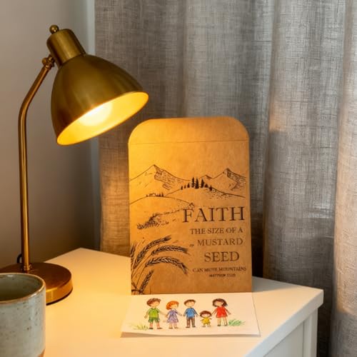 50 Pack Kraft Mustard Seed Faith Envelope Bulk Storage Pockets - Resealable