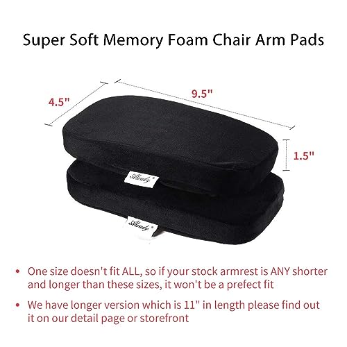 Aloudy Medium Black Memory Foam Office Chair Armrest Pads - Set of 2, Pressure Relief, Stretch Fit