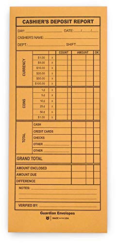 Guardian Pack of 500 Cash Deposit Envelopes with Gummed Flaps - Made in USA