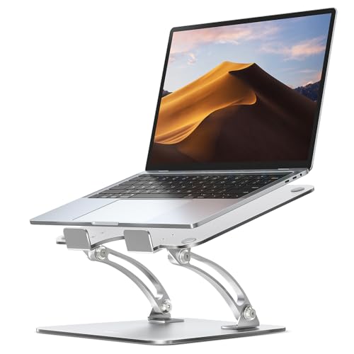 Nulaxy A-Silver Ergonomic Adjustable Laptop Stand for 10-16" Devices, Foldable & Heat-Vent
