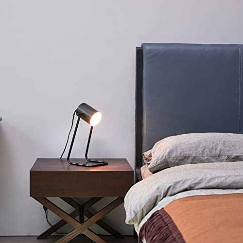 GLOBE Electric 52299 Sahara 14" Desk Lamp, Matte Black, Swing Shade, in-Line On/Off Rocker Switch