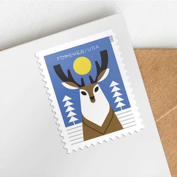 United States Postal Service Winter Woodland Animals Forever Postage Stamps (20 Count, 2023)