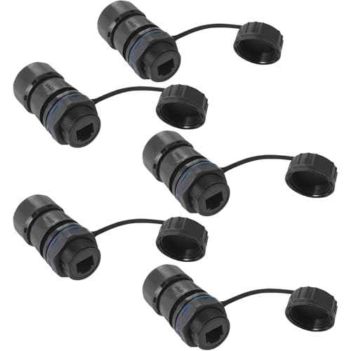 PENGLIN Waterproof RJ11 Coupler(5 Pack) Telephone Line Cable 6P6C Connector,CAT3 RJ11/RJ12 Panel Mount Connector Female to Female Compatible with Data and Voice