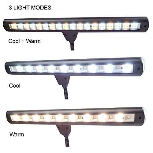 Extra Wide Clip-On Music Stand Orchestra Light- 18 LED Rechargeable USB Piano, Desk, Reading Lamp
