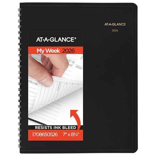 AT-A-GLANCE 2026 Appointment Book Planner, Weekly & Hourly, 7" x 8-3/4", Medium, Black (708650526)