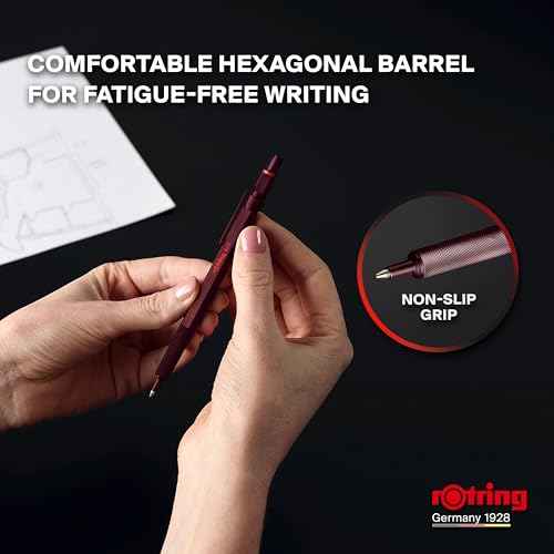 Rotring 600 Ballpoint Pen | Medium Point | Black Ink | All-Metal Body Pen | Dark Stone | Non-Slip Knurled Grip & Hexagonal Barrel | Refillable