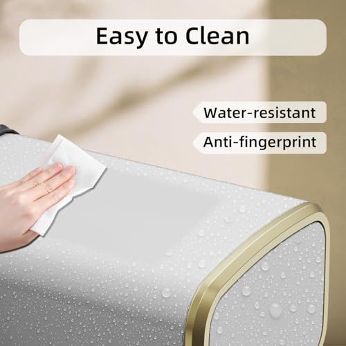 White Small Bathroom Trash Can with Lid, Swing-Top Waste Bin, 8L/2.1 Gallon Stainless Steel
