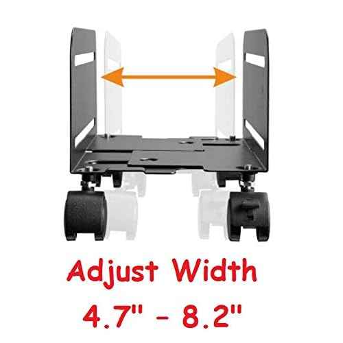 Mount Plus MP-CPB-4 2 Pack Black Computer Tower Desktop ATX-Case, CPU Steel Rolling Stand, Adjustable Mobile Cart Holder with Locking Caster Wheels (2 Pack Cart)