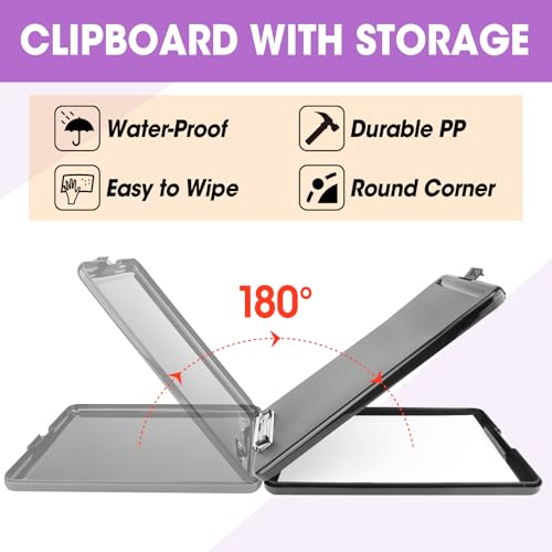 YesBes 8 Pack Clipboards with Storage, 13.4 x 9.4 x 0.9 in – High Capacity, Pen Holder, A4/Letter