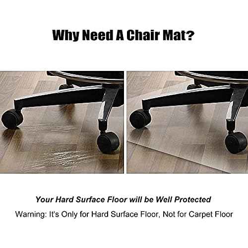 LeapYouth Large Office Chair Mat for Hardwood Floors - 48"¡¿60" Anti-Slip Desk Chair Mat for Rolling Chairs - Heavy Duty Floor Protector for Home Office - Easy Clean and Flat Without Curling