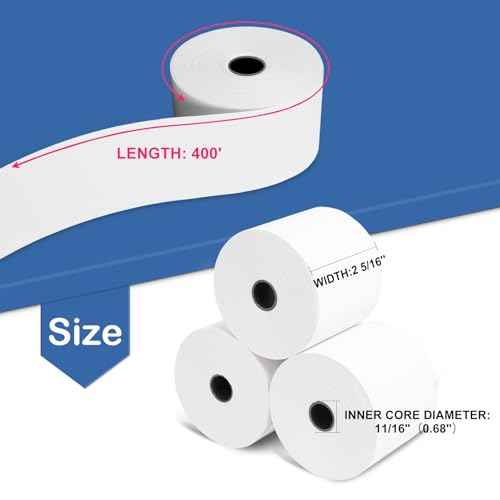(12 Rolls) 2 5/16" x 400' Thermal Paper Receipt Rolls, Compatible with Dresser Wayne, Gilbarco, VeriFone Ruby, Speedpass, Vista and Other POS Systems Thermal Paper BPA Free