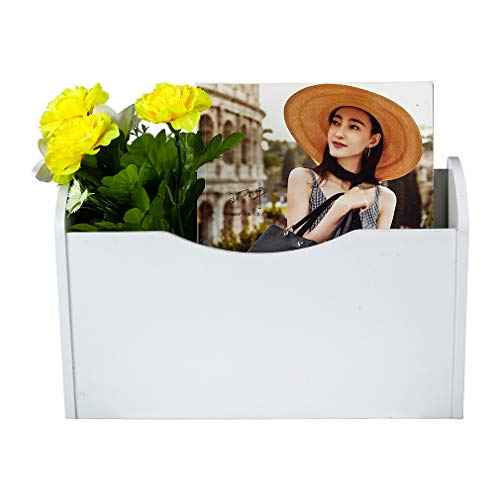 PAG Wall File Holder Wall Mounted Wood Hanging File Organizer for Office, 2 Pockets, White