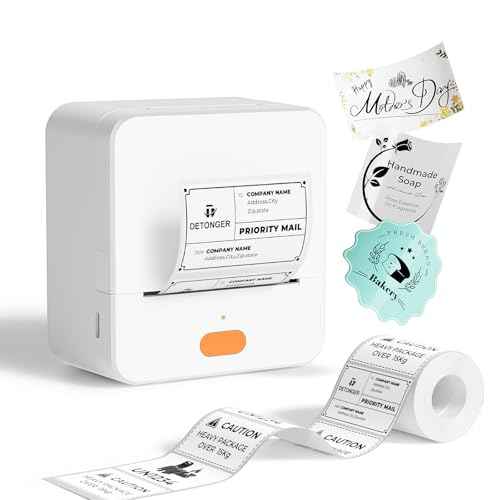 Label Maker Machine P1 2 Inch Thermal Printer Portable Bluetooth Shipping Label Printer Sticker Maker Labeling Machine Home Office School Business Use Rechargeable White