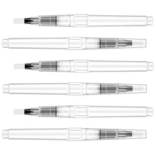 6 Pcs Pencil Style Envelope Moistener Stamp Moistener with Nylon Brush Head Mailing Moistener Wetter Roller Envelopes Sealer Moistener with Brush Head for Office Classroom(Clear)