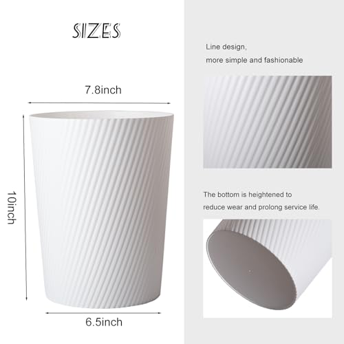UUJOLY White Small Trash Can Wastebasket 1.8-Gallon for Bathroom, Kitchen, Office, Dorm