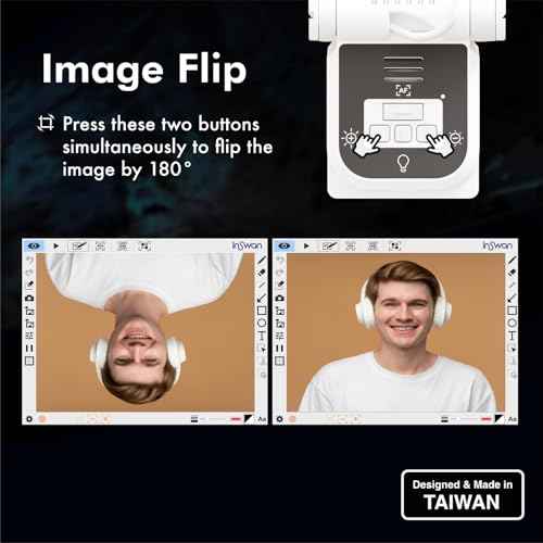 INSWAN INS-Flip 4 4K USB Portable Document Camera/Webcam/Visualiser?13MP Ultra HD, Foldable Design, Auto Focus, Mic, LED, Compatible with Mac OS, Windows, iPad, Chromebook for Distance Learning