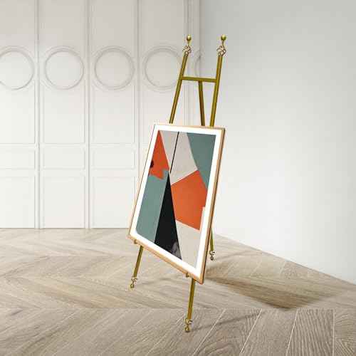 Iron Adjustable Arts & Crafts Easels,Metal Easel Stand with Chain Support for Mirror,58 Inch Floor Easels for Display Wedding Sign(Gold)