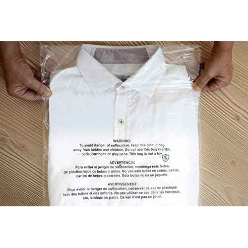 12x15 400 Count Clear Poly Bags With Suffocation Warning for Shipping and Packaging Resealable, Self Seal.