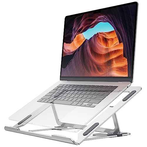 Adjustable Laptop Stand, Ergonomic Aluminum Portable Computer Riser, Silver