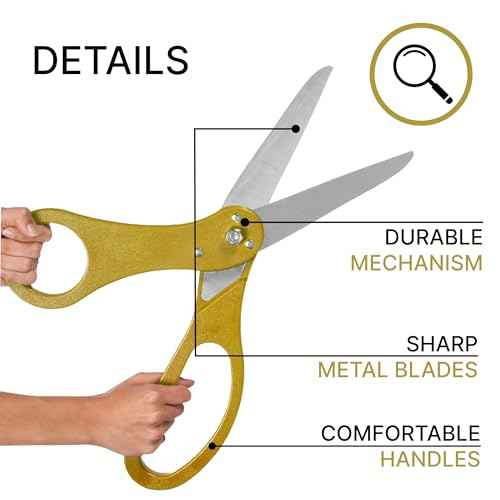 20 Inch Gold Ceremonial Ribbon Cutting Scissors ? Giant Shears Prop Big Scissors for Tape Cutting Ceremony Gold Large Shears Ribbon Trimming for Special Events Inaugurations and Ceremonies
