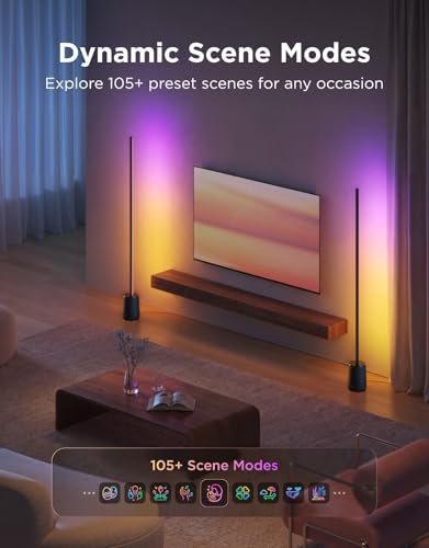 Black Govee Smart RGBIC Floor Lamp 3 Lite Corner Lamp for Living Room