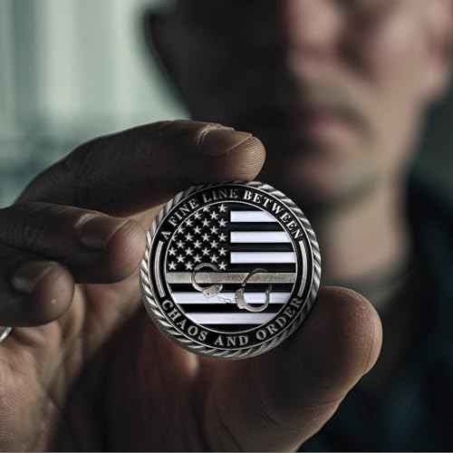 5pcs Thin Gray Line Challenge Coins - Correctional Officer Gray Prison Police Silver Coin - Law Enforcement Corrections Officer Gifts - Honor US Correctional Officers