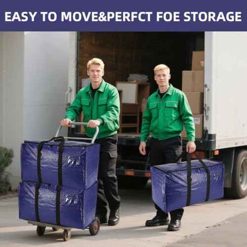 Cryster 10-Pack Blue Moving Bags with Strong Zippers,Heavy Duty Storage Totes with Comfortable Handles,Large Storage Totes for Student Supplies