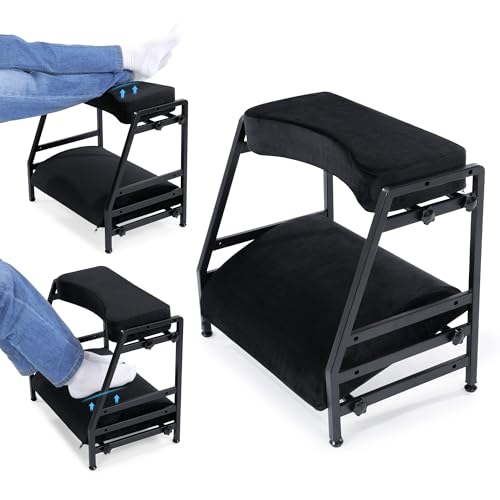 Balapet Adjustable Double Step Footrest with Washable Cover – Black, Ergonomic Under-Desk Foot Rest