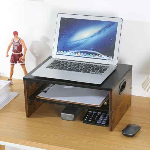 2 Tier Desktop Printer Stand,Multi-Purpose Desk Organizer for Folders,Books,for Fax Machine, Scanner,Home Office