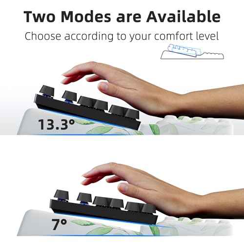 Ospelelf Keyboard Wrist Rest Pad Comfy Ergonomic Keyboard Stand Holder Office Desk Accessories Work from Home Essentials Green Leaves Pattern